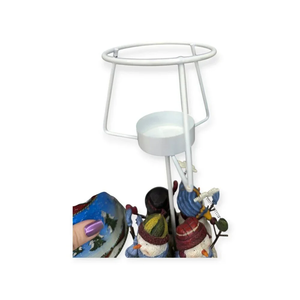 Colorful Snowman Candle Votive Metal Lamp with 4 Resin Snowmen 9